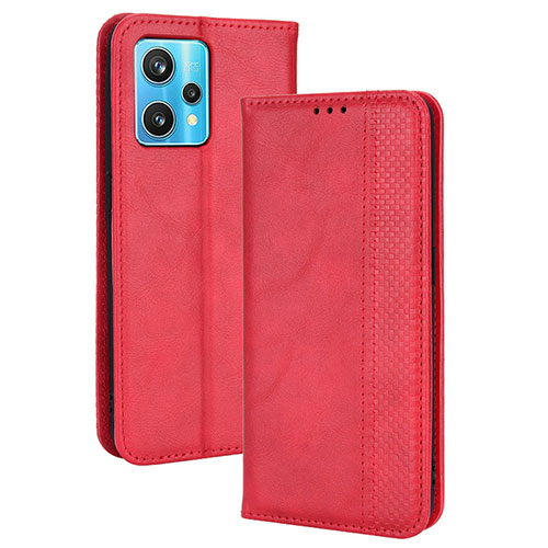 Leather Case Stands Flip Cover Holder BY4 for Realme 9 4G Red