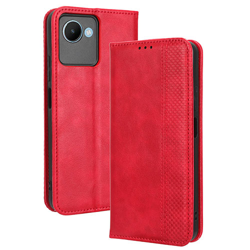 Leather Case Stands Flip Cover Holder BY4 for Realme C30 Red