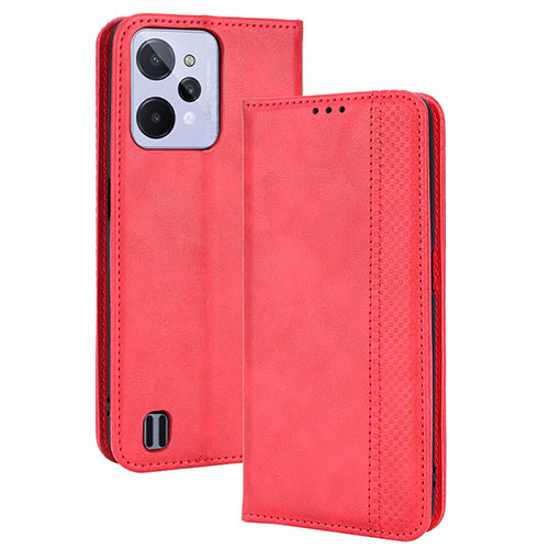 Leather Case Stands Flip Cover Holder BY4 for Realme C31 Red