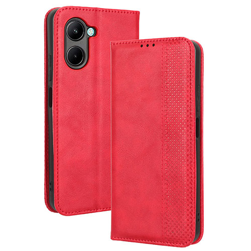 Leather Case Stands Flip Cover Holder BY4 for Realme C33 Red