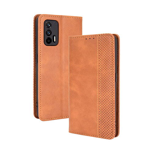 Leather Case Stands Flip Cover Holder BY4 for Realme GT Neo 5G Brown