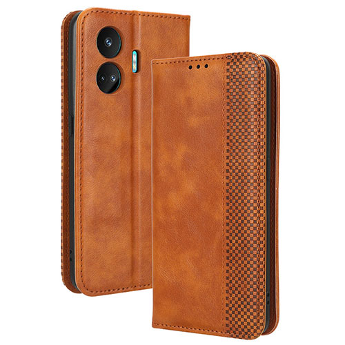 Leather Case Stands Flip Cover Holder BY4 for Realme GT Neo5 SE 5G Brown