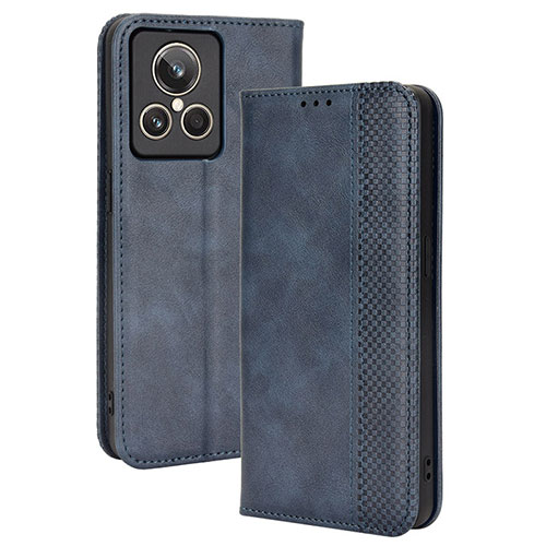 Leather Case Stands Flip Cover Holder BY4 for Realme GT2 Master Explorer Blue