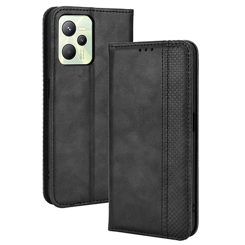 Leather Case Stands Flip Cover Holder BY4 for Realme Narzo 50A Prime Black