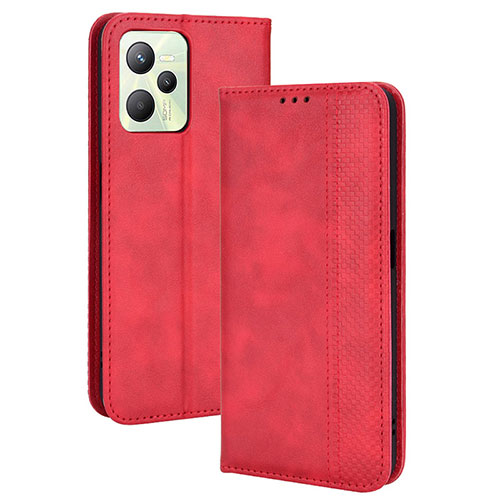 Leather Case Stands Flip Cover Holder BY4 for Realme Narzo 50A Prime Red