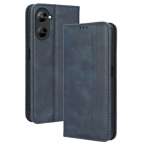 Leather Case Stands Flip Cover Holder BY4 for Realme V20 5G Blue