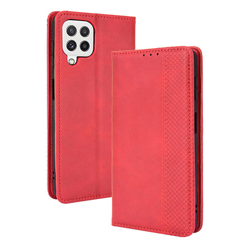 Leather Case Stands Flip Cover Holder BY4 for Samsung Galaxy A22 4G Red