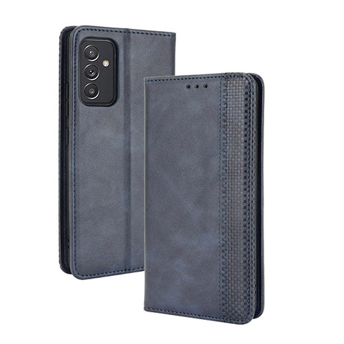 Leather Case Stands Flip Cover Holder BY4 for Samsung Galaxy A55 5G Blue