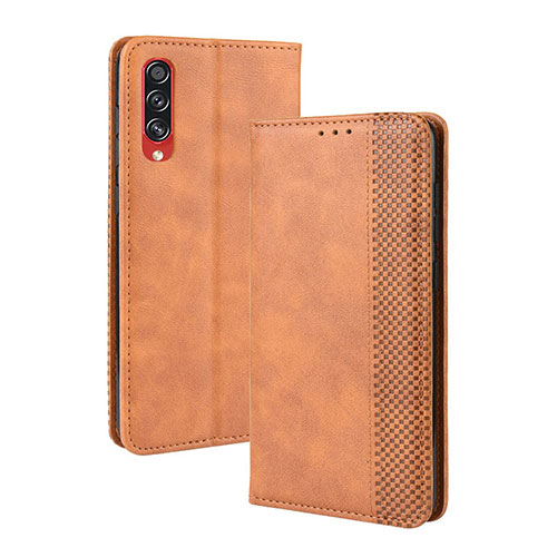 Leather Case Stands Flip Cover Holder BY4 for Samsung Galaxy A70 Brown