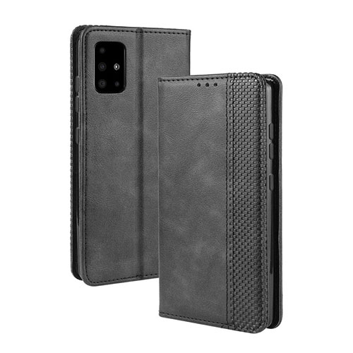 Leather Case Stands Flip Cover Holder BY4 for Samsung Galaxy A71 4G A715 Black