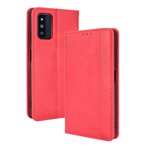 Leather Case Stands Flip Cover Holder BY4 for Samsung Galaxy F52 5G Red