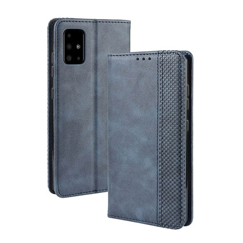 Leather Case Stands Flip Cover Holder BY4 for Samsung Galaxy M40S Blue