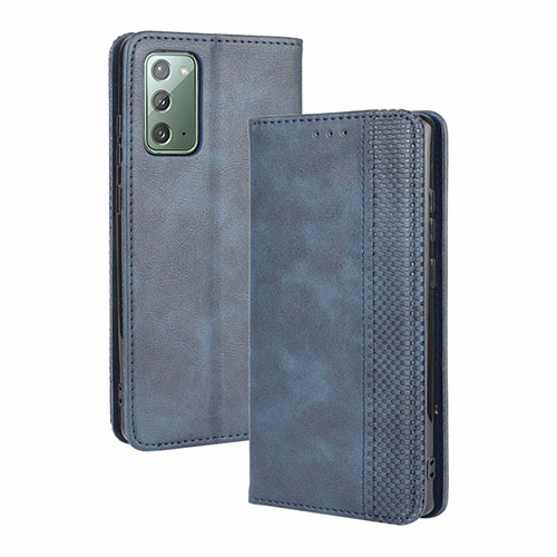 Leather Case Stands Flip Cover Holder BY4 for Samsung Galaxy S20 FE (2022) 5G Blue