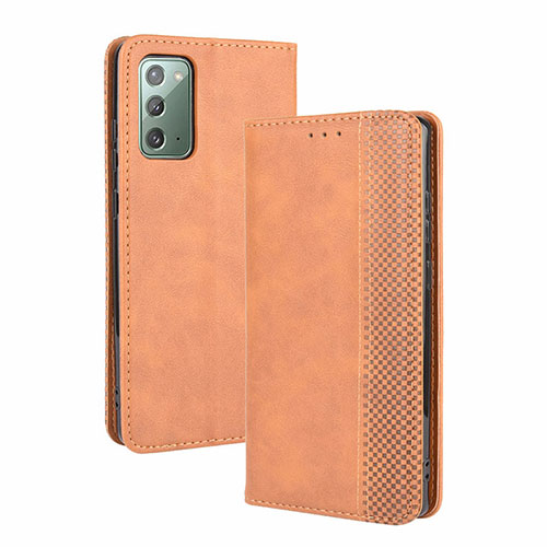 Leather Case Stands Flip Cover Holder BY4 for Samsung Galaxy S20 FE 4G Brown