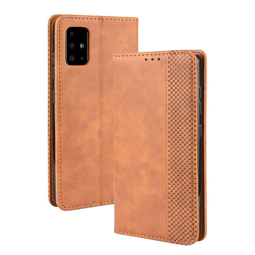 Leather Case Stands Flip Cover Holder BY4 for Samsung Galaxy S20 Ultra 5G Brown