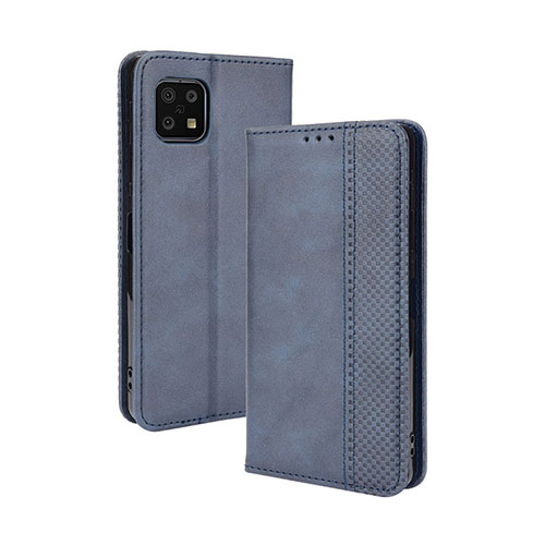 Leather Case Stands Flip Cover Holder BY4 for Sharp Aquos Sense6s Blue