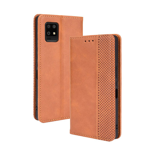 Leather Case Stands Flip Cover Holder BY4 for Sharp Aquos Zero6 Brown