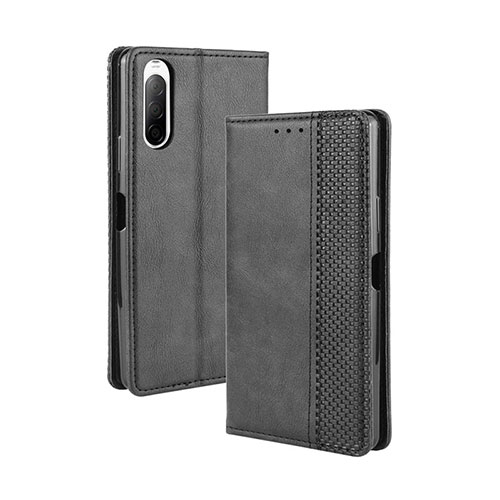 Leather Case Stands Flip Cover Holder BY4 for Sony Xperia 10 II Black