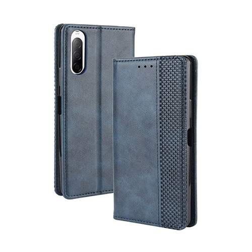 Leather Case Stands Flip Cover Holder BY4 for Sony Xperia 10 II Blue