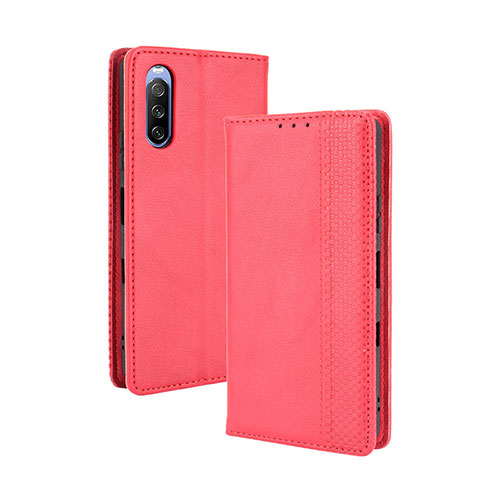 Leather Case Stands Flip Cover Holder BY4 for Sony Xperia 10 III Lite Red