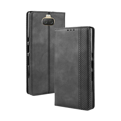 Leather Case Stands Flip Cover Holder BY4 for Sony Xperia 10 Plus Black