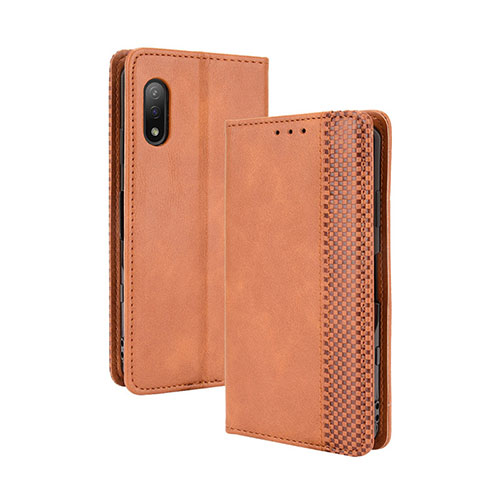 Leather Case Stands Flip Cover Holder BY4 for Sony Xperia Ace II Brown