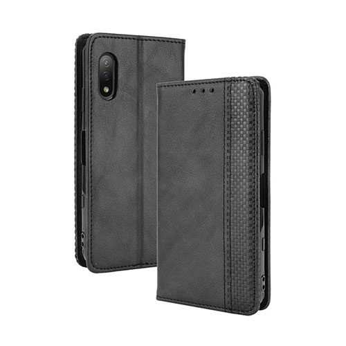 Leather Case Stands Flip Cover Holder BY4 for Sony Xperia Ace II SO-41B Black