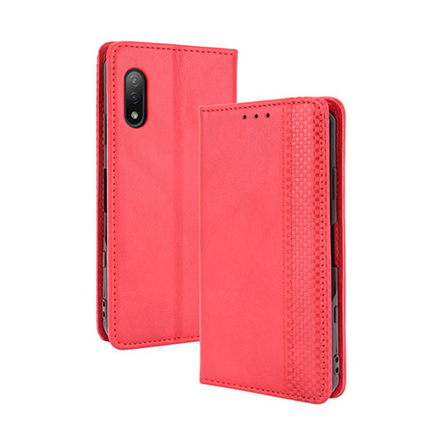 Leather Case Stands Flip Cover Holder BY4 for Sony Xperia Ace II SO-41B Red