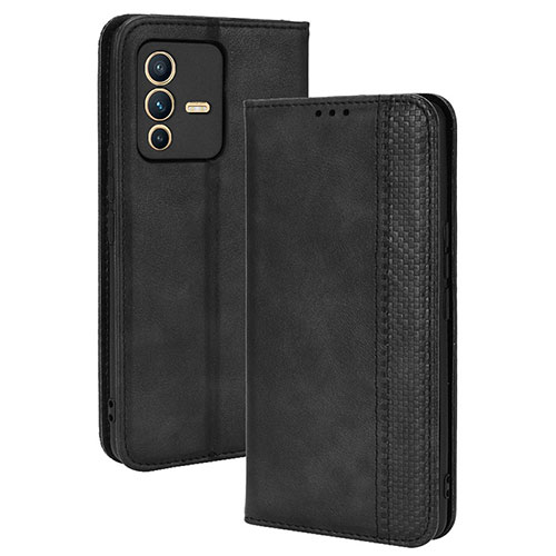 Leather Case Stands Flip Cover Holder BY4 for Vivo V23 Pro 5G Black