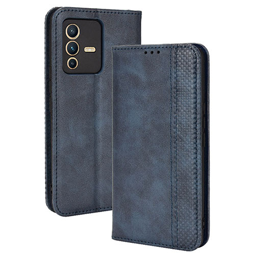Leather Case Stands Flip Cover Holder BY4 for Vivo V23 Pro 5G Blue
