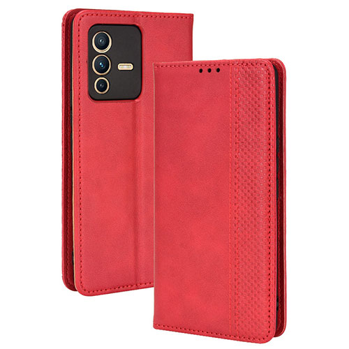 Leather Case Stands Flip Cover Holder BY4 for Vivo V23 Pro 5G Red