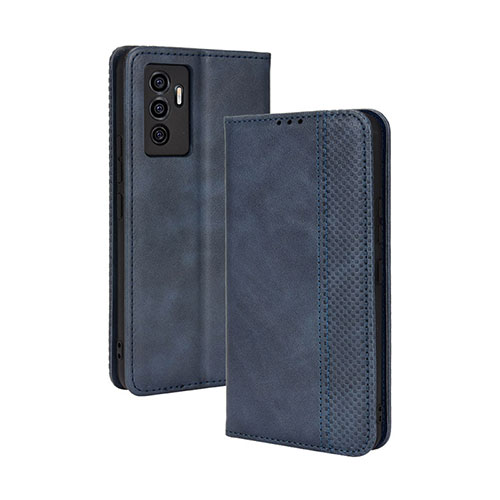 Leather Case Stands Flip Cover Holder BY4 for Vivo V23e 5G Blue