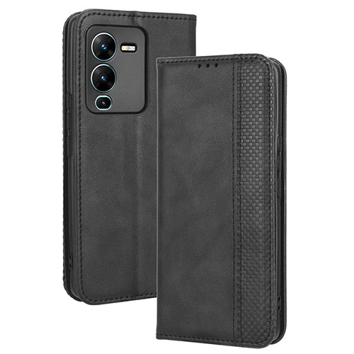 Leather Case Stands Flip Cover Holder BY4 for Vivo V25 Pro 5G Black