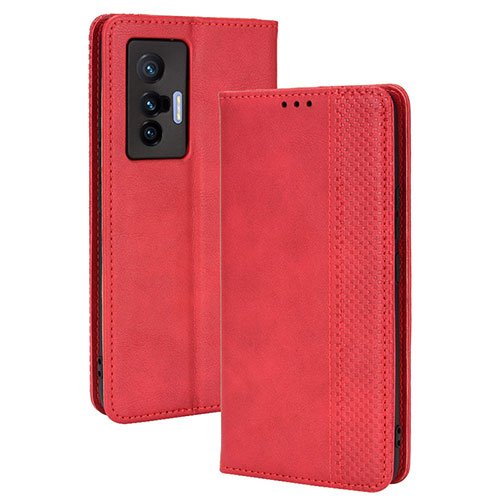 Leather Case Stands Flip Cover Holder BY4 for Vivo X70 5G Red