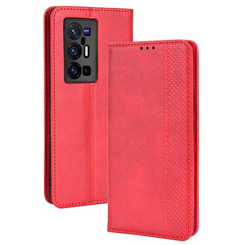 Leather Case Stands Flip Cover Holder BY4 for Vivo X70 Pro+ Plus 5G Red