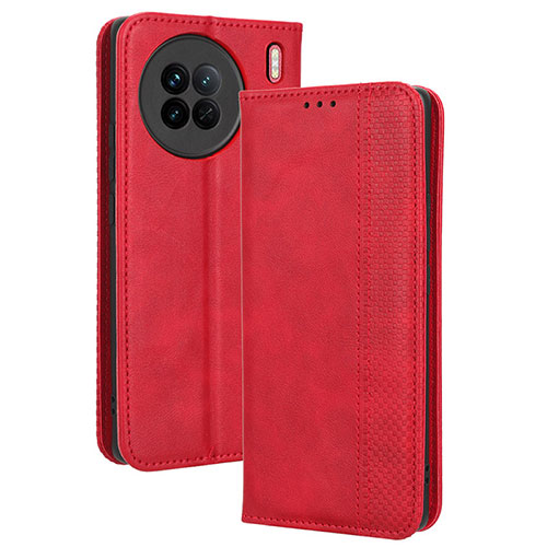 Leather Case Stands Flip Cover Holder BY4 for Vivo X90 5G Red