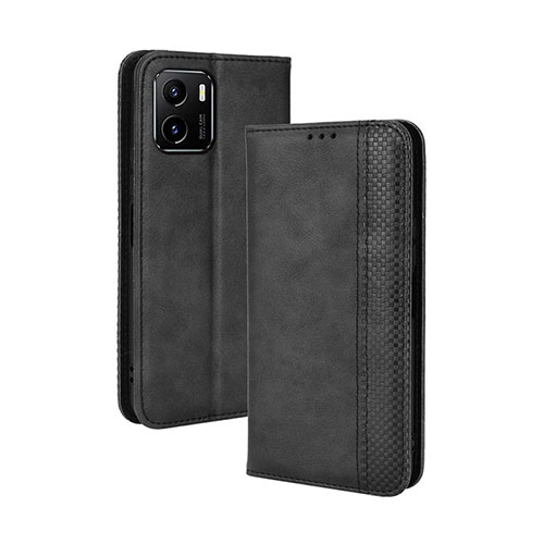 Leather Case Stands Flip Cover Holder BY4 for Vivo Y15A Black