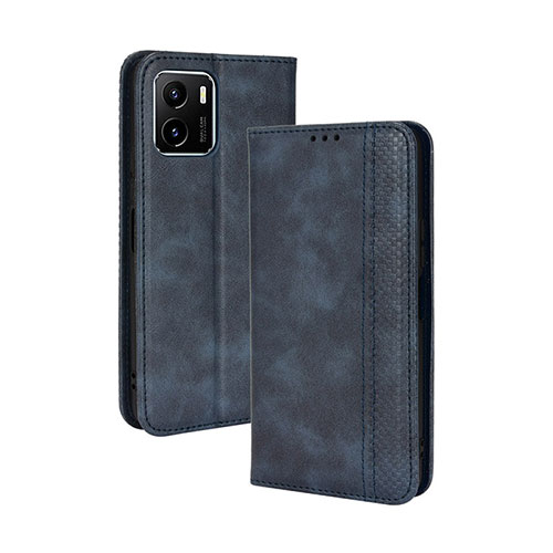 Leather Case Stands Flip Cover Holder BY4 for Vivo Y15C Blue