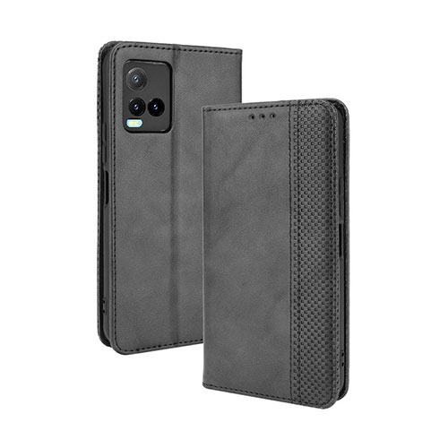 Leather Case Stands Flip Cover Holder BY4 for Vivo Y21G Black