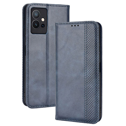 Leather Case Stands Flip Cover Holder BY4 for Vivo Y30 5G Blue