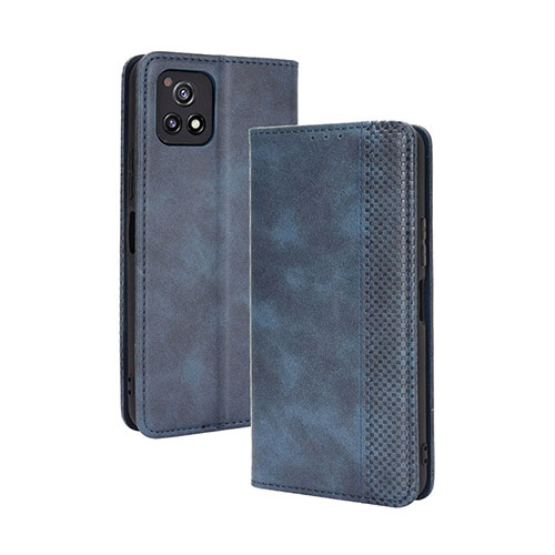 Leather Case Stands Flip Cover Holder BY4 for Vivo Y31s 5G Blue