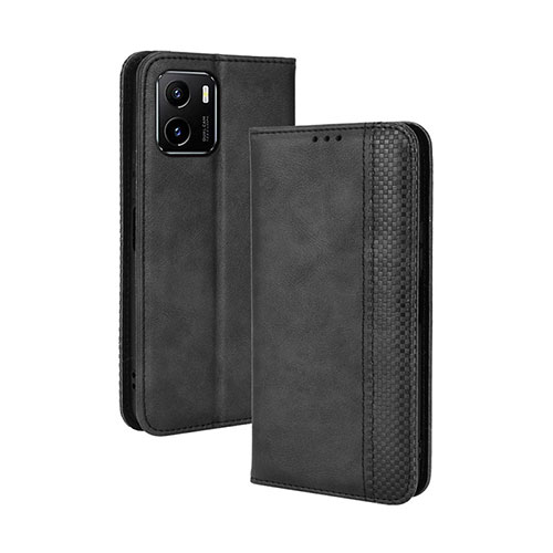 Leather Case Stands Flip Cover Holder BY4 for Vivo Y32t Black