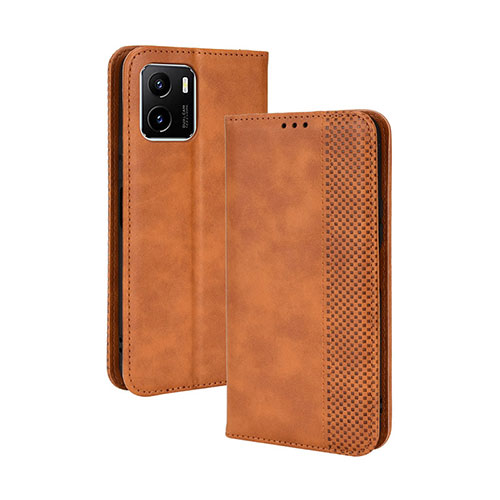 Leather Case Stands Flip Cover Holder BY4 for Vivo Y32t Brown