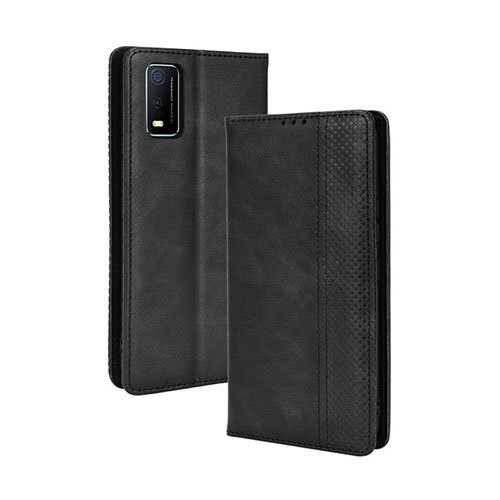 Leather Case Stands Flip Cover Holder BY4 for Vivo Y3s (2021) Black