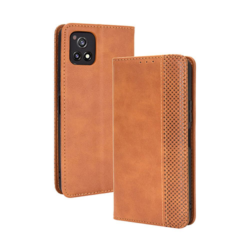 Leather Case Stands Flip Cover Holder BY4 for Vivo Y54s 5G Brown