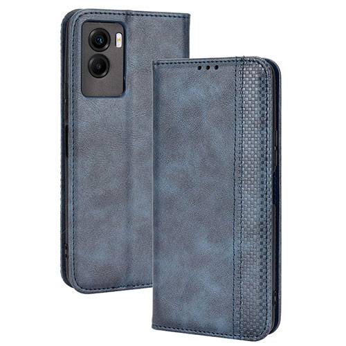 Leather Case Stands Flip Cover Holder BY4 for Vivo Y72t Blue