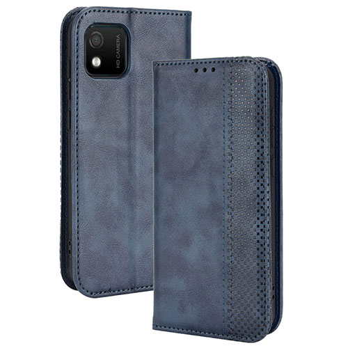 Leather Case Stands Flip Cover Holder BY4 for Wiko Y52 Blue