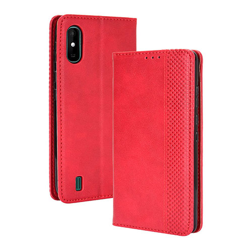 Leather Case Stands Flip Cover Holder BY4 for Wiko Y81 Red