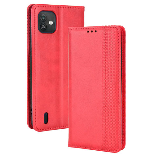 Leather Case Stands Flip Cover Holder BY4 for Wiko Y82 Red