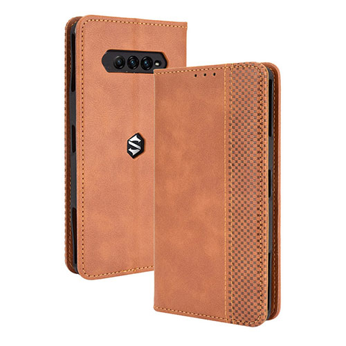 Leather Case Stands Flip Cover Holder BY4 for Xiaomi Black Shark 4 5G Brown